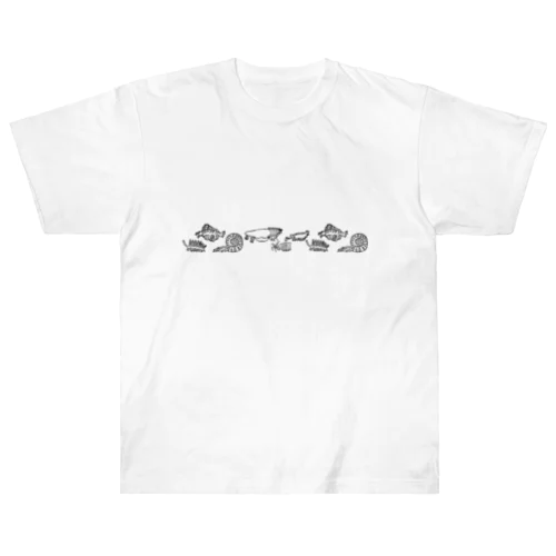長く並ぶ古代生物 Heavyweight T-Shirt