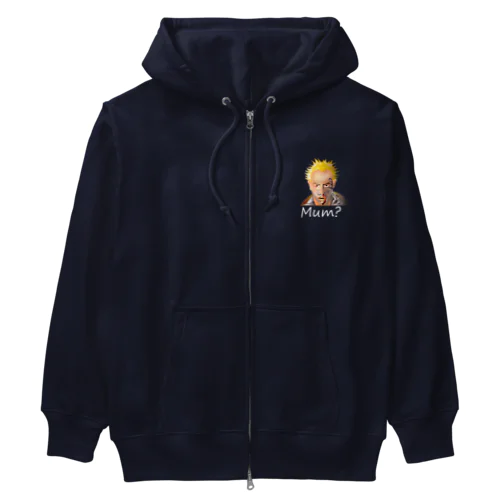 Mum?(white) Heavyweight Zip Hoodie