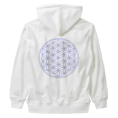 フラワーオブライフ（ラベンダー）《背面》 Heavyweight Zip Hoodie