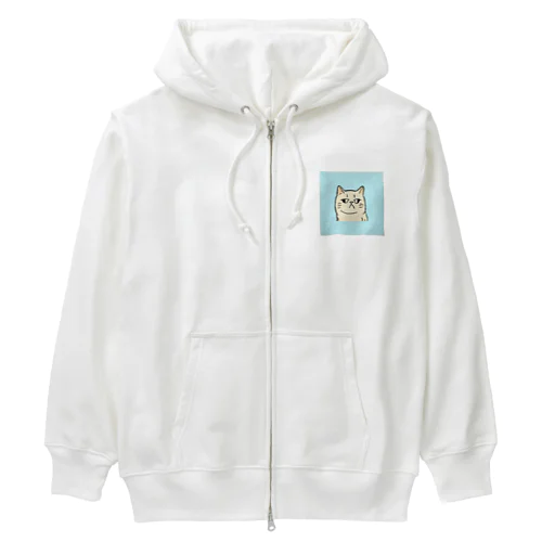 ふてくされたネコくん(水色) Heavyweight Zip Hoodie