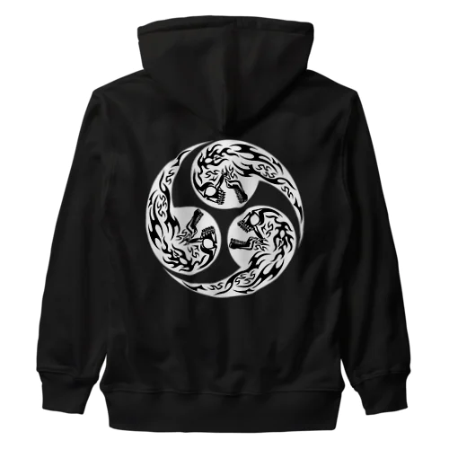 合わせ髑髏三つ巴 白（オリジナル家紋シリーズ） Heavyweight Zip Hoodie