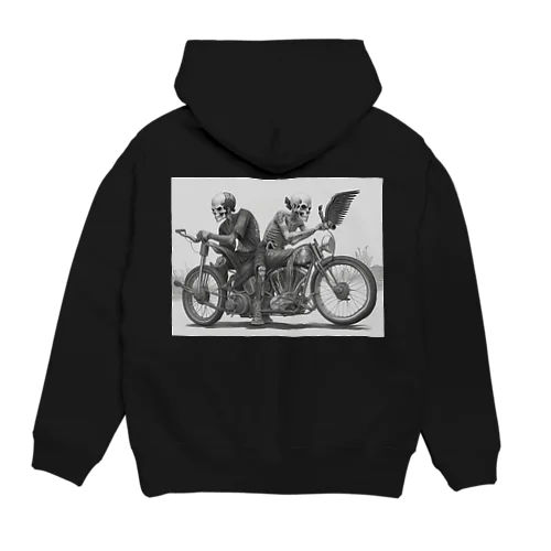 バイクとドクロ（黒メイン） Hoodie