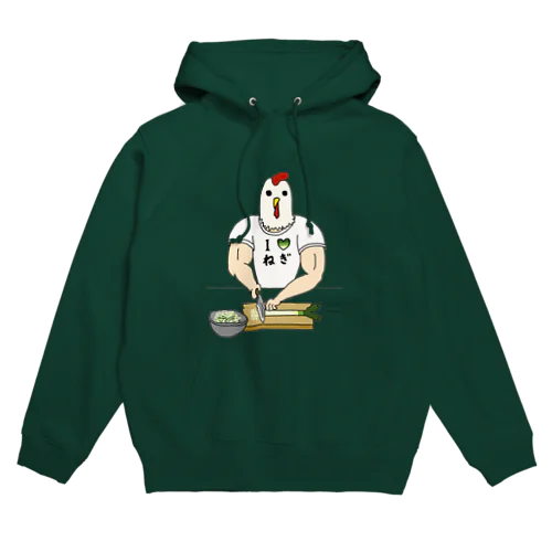 ひたすらネギを切るニワトリ男 Hoodie