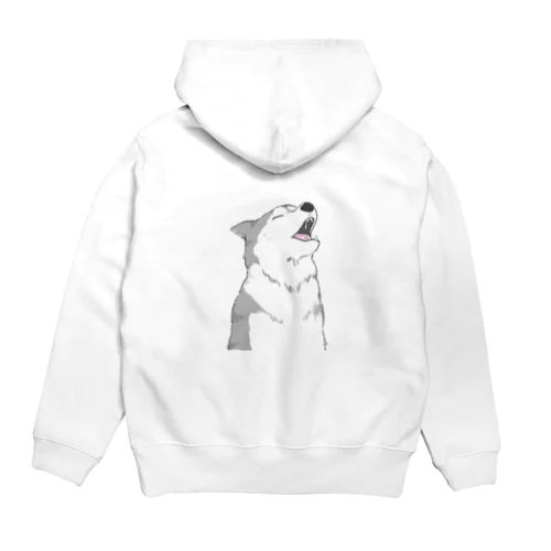 遠吠えするハスキー　シルバー Hoodie