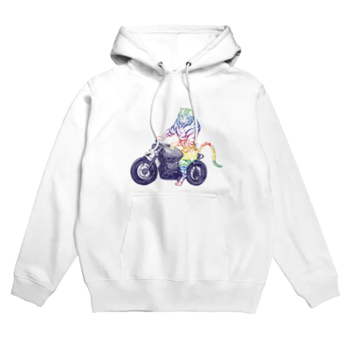 レインボータイガーバイクに乗る Hoodie