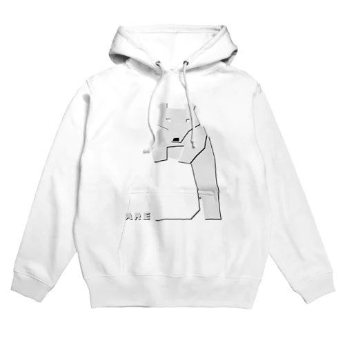 熊の木彫り（白／岩に前足） Hoodie