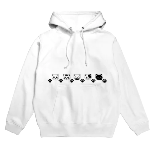 猫のフェイス＆足跡 Hoodie