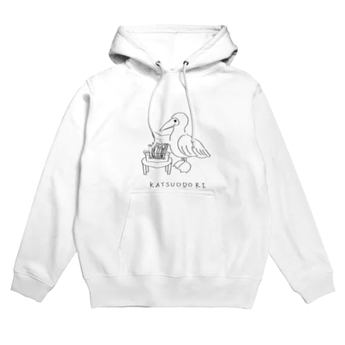豆苗をそだてるカツオドリ　モノクロver Hoodie
