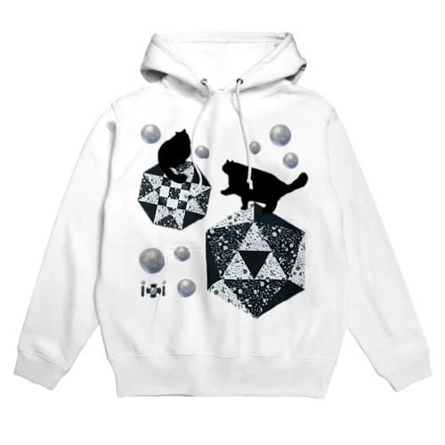 ドットコラージュと黒猫 Hoodie