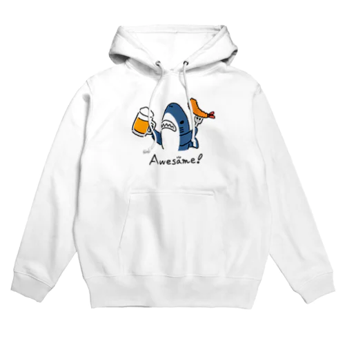ビールとエビフライとサメ　色付きVer. Hoodie