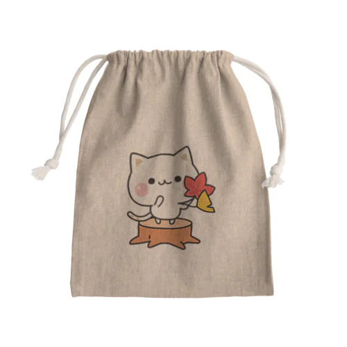 気づかいのできるネコ　紅葉ver. Mini Drawstring Bag