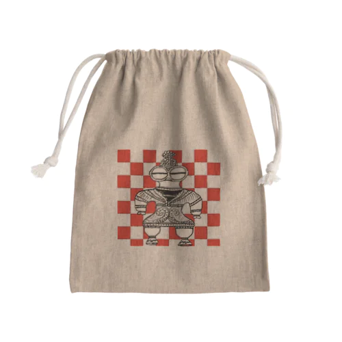 赤白市松な遮光器土偶 Mini Drawstring Bag