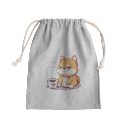 疲れている柴犬ーコーヒータイム！Tired Shiba Inu - Need Coffe！e ! Mini Drawstring Bag