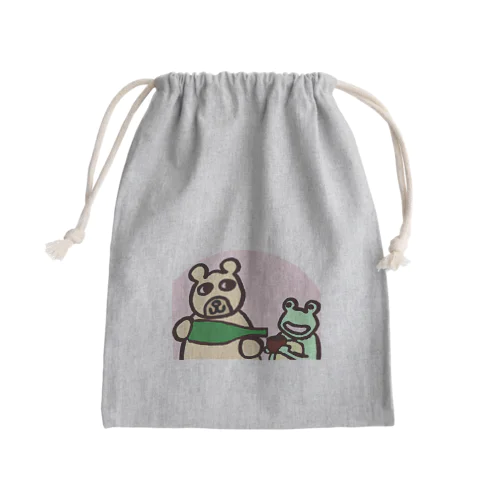 くまとカエル（日本酒） Mini Drawstring Bag