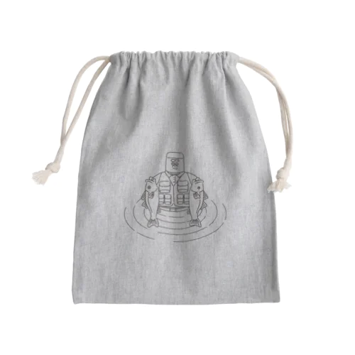 釣り人１(黒) Mini Drawstring Bag