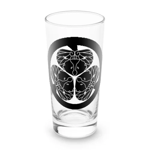 動物家紋。H.T.（三つ葉葵ハシビロコウ）黒 Long Sized Water Glass