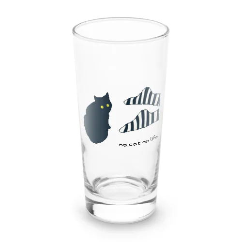 シマシマの靴下と黒ネコ Long Sized Water Glass