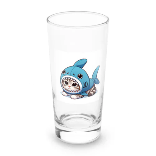 サメのフードを被った可愛らしい子猫 Long Sized Water Glass