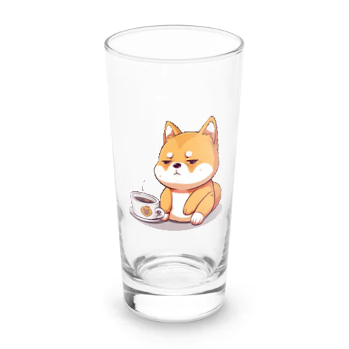 疲れている柴犬ーコーヒータイム！Tired Shiba Inu - Need Coffe！e ! Long Sized Water Glass