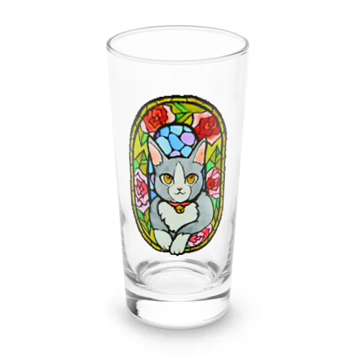 ハチワレにゃんこのステンドグラス Long Sized Water Glass