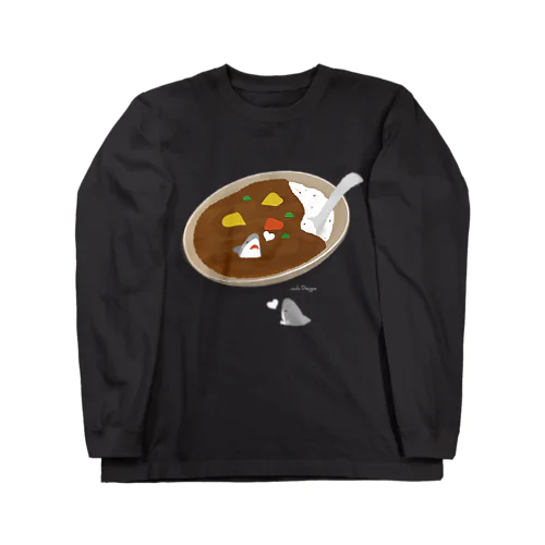 カレーの中と外で視線を交わすサメ Long Sleeve T-Shirt