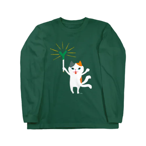 おばけTシャツ＜ネギを信仰する猫又＞ Long Sleeve T-Shirt