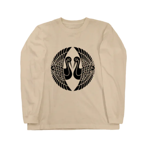 蒲生氏郷/対い鶴/ブラック Long Sleeve T-Shirt