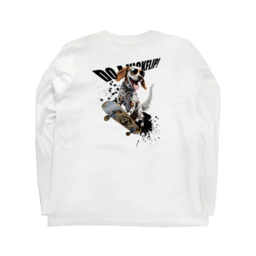 スケボー犬のDO A KICKFLIP!!ブラック Long Sleeve T-Shirt