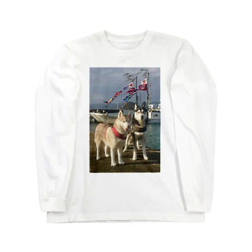 大漁旗とハスキーズ Long Sleeve T-Shirt