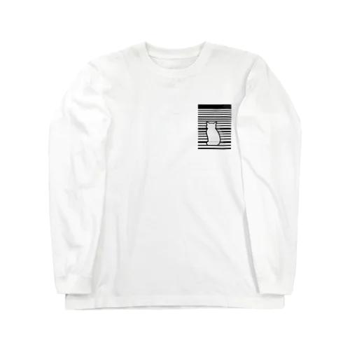 ニャルソック猫 ブラインド グレー Long Sleeve T-Shirt