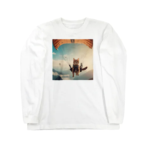 パラシュートする猫 Long Sleeve T-Shirt
