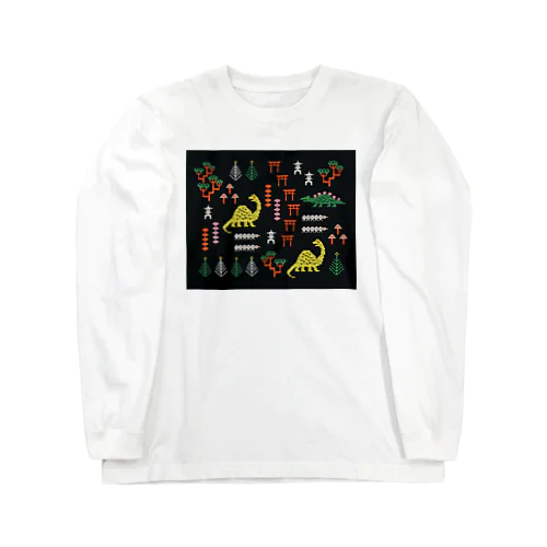 和風刺繍恐竜 Long Sleeve T-Shirt