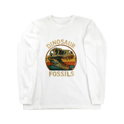 「DINOSAUR FOSSILS」カラフルヴィンテージ化石Tシャツ｜時を超える色と骨 Long Sleeve T-Shirt