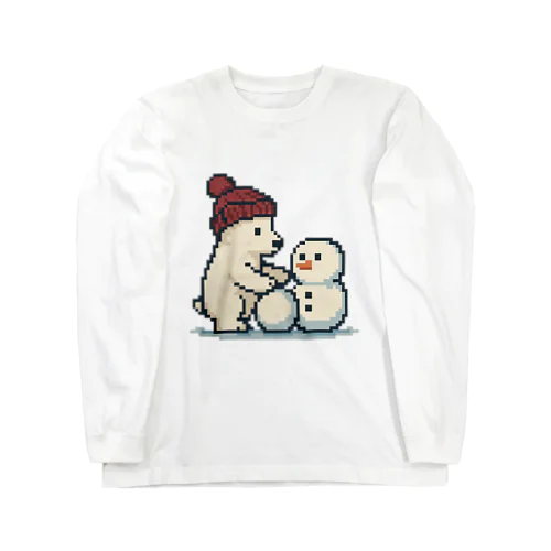 雪だるまを作るしろくまさん Long Sleeve T-Shirt