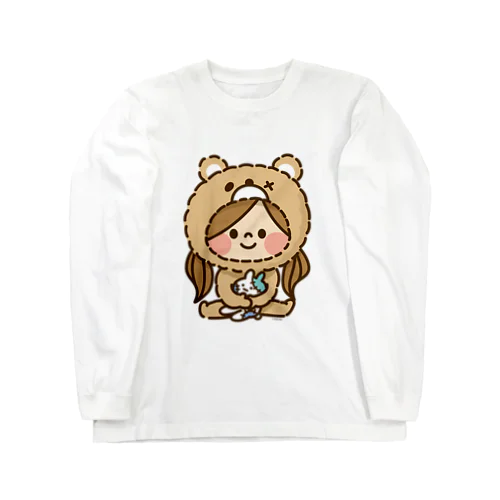 かわいい主婦の1日もこもこクマ柄 Long Sleeve T-Shirt