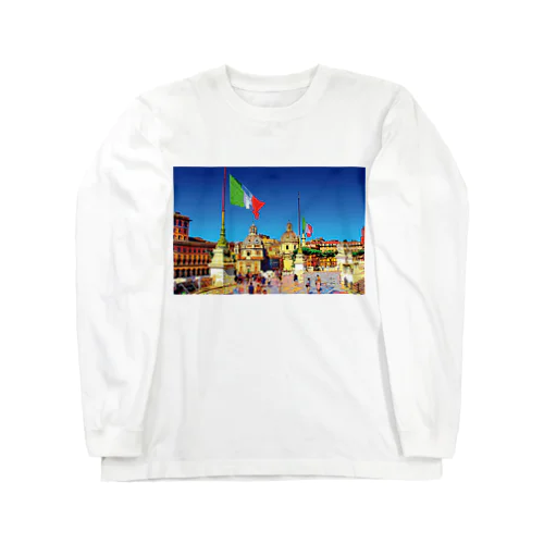 イタリア国旗とローマの風景 Long Sleeve T-Shirt