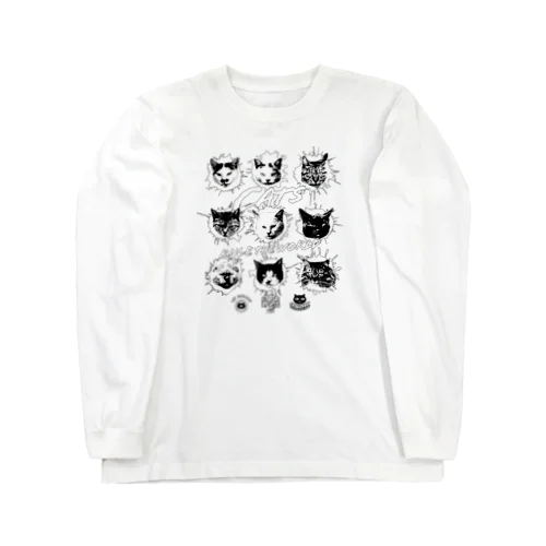 猫が世界を支配する9FACES（黒） Long Sleeve T-Shirt