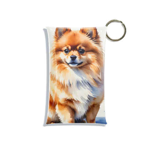 ポメラニアン　Pomeranian　水彩画風 Mini Clear Multipurpose Case