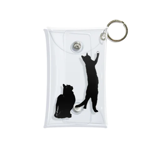 何かを見つめる黒猫たち Mini Clear Multipurpose Case