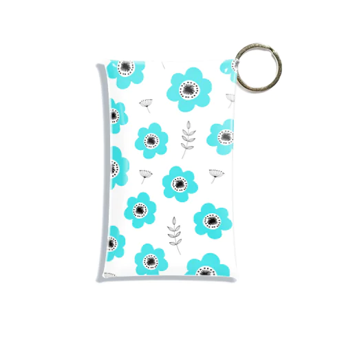 北欧風の青い花 Mini Clear Multipurpose Case