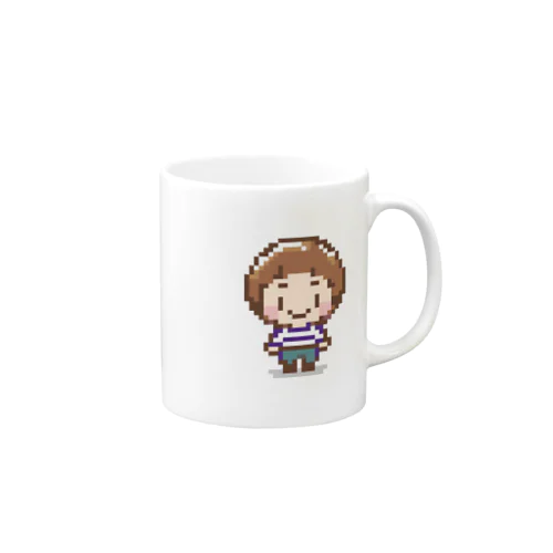 ドット絵風　ボーダーシャツのキャラクター Mug