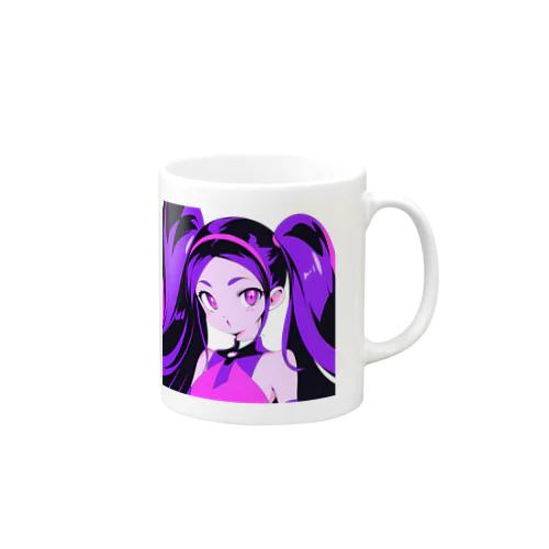 紫色の髪のレトロガール Mug
