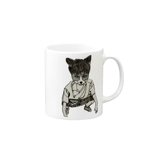 斜め上から写真撮られる猫人間 Mug