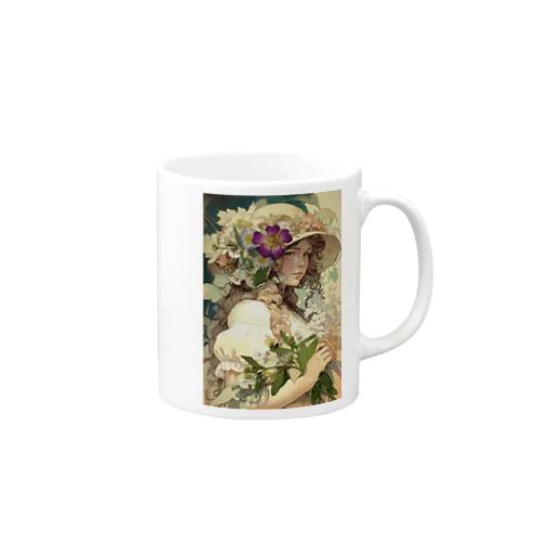 ミシャ風フラワーアート Mug