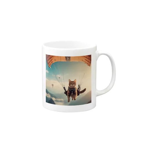 パラシュートする猫 Mug