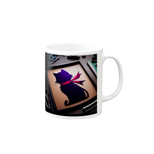 額の中のクロネコ顔が見えないけど品がよく見えるかしら Mug