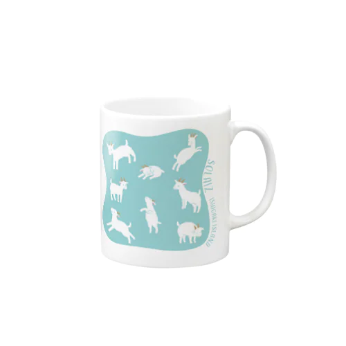 【ナギ＆ライト　ヤギがいっぱい】水色　バック無地 Mug
