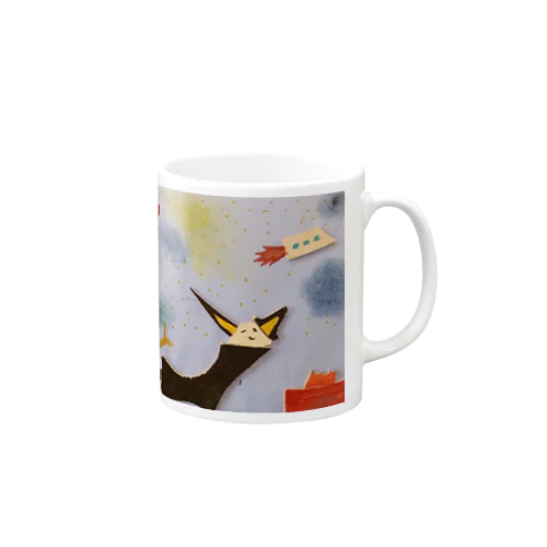 えさを食べるくろねこ Mug
