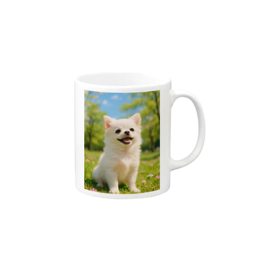 春のおさんぽ日和｜ポメチワのスマイルグッズセット（Tシャツ・雑貨・クッションなど） Mug