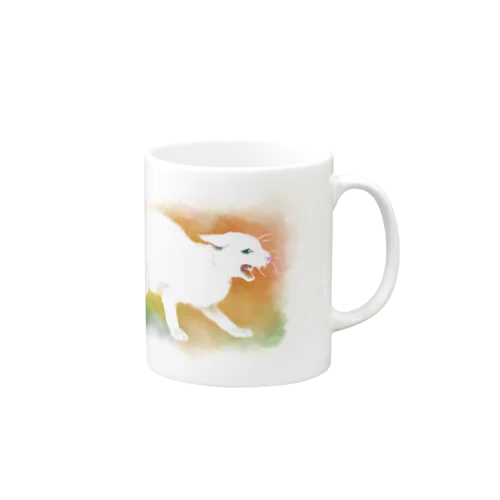 しなやかな白猫のマグ・阿 Mug